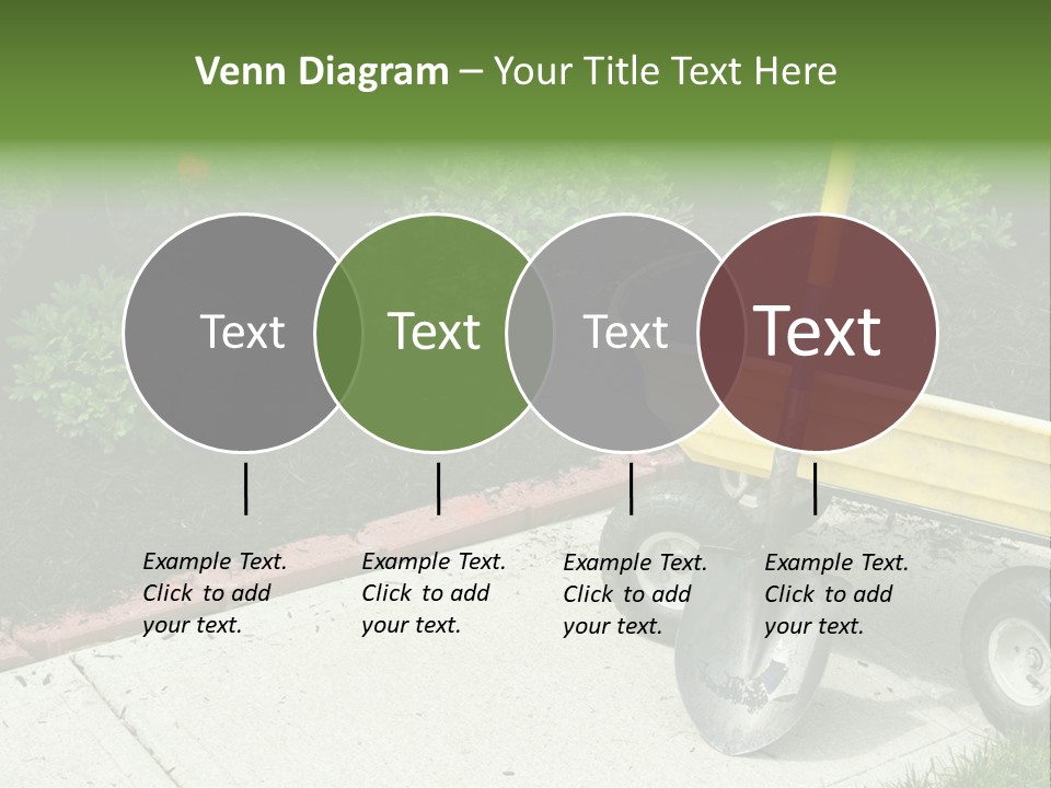 A Yellow Wheelbarrow With A Shovel On A Sidewalk PowerPoint Template