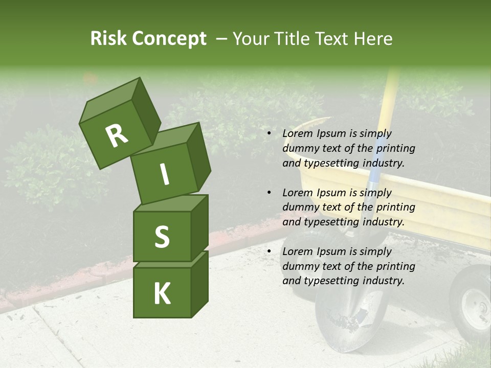 A Yellow Wheelbarrow With A Shovel On A Sidewalk PowerPoint Template