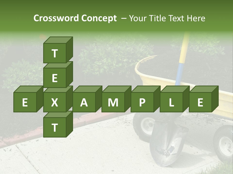 A Yellow Wheelbarrow With A Shovel On A Sidewalk PowerPoint Template