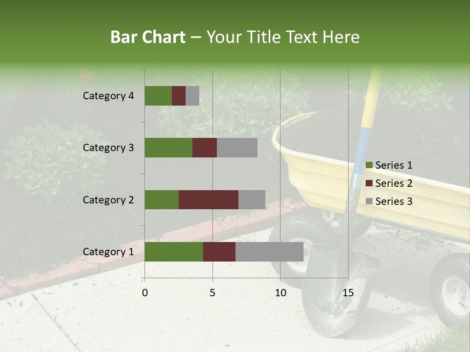 A Yellow Wheelbarrow With A Shovel On A Sidewalk PowerPoint Template
