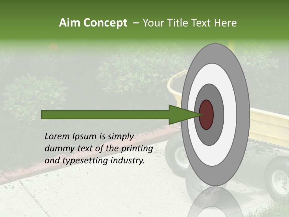 A Yellow Wheelbarrow With A Shovel On A Sidewalk PowerPoint Template