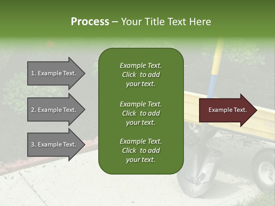 A Yellow Wheelbarrow With A Shovel On A Sidewalk PowerPoint Template