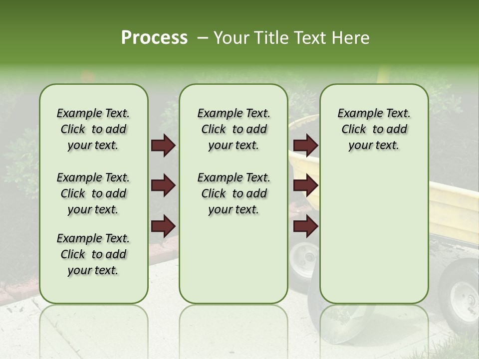 A Yellow Wheelbarrow With A Shovel On A Sidewalk PowerPoint Template