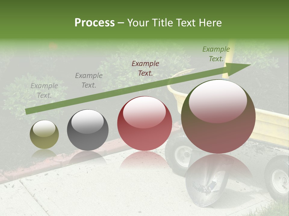 A Yellow Wheelbarrow With A Shovel On A Sidewalk PowerPoint Template