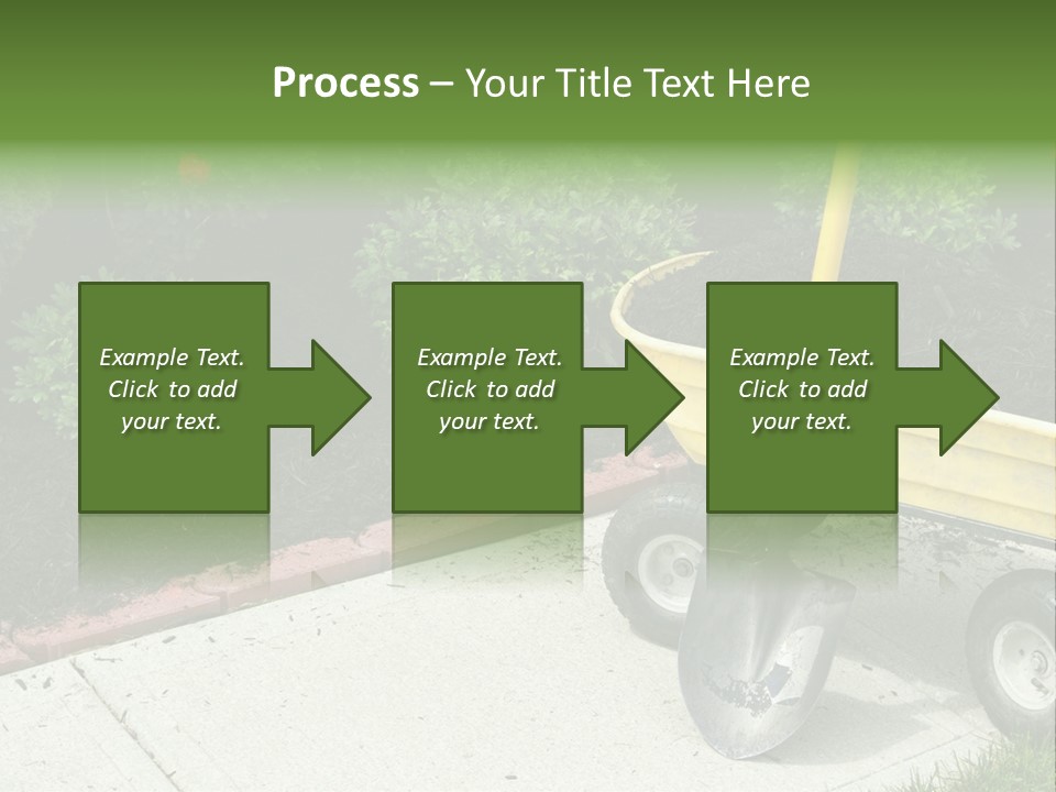 A Yellow Wheelbarrow With A Shovel On A Sidewalk PowerPoint Template