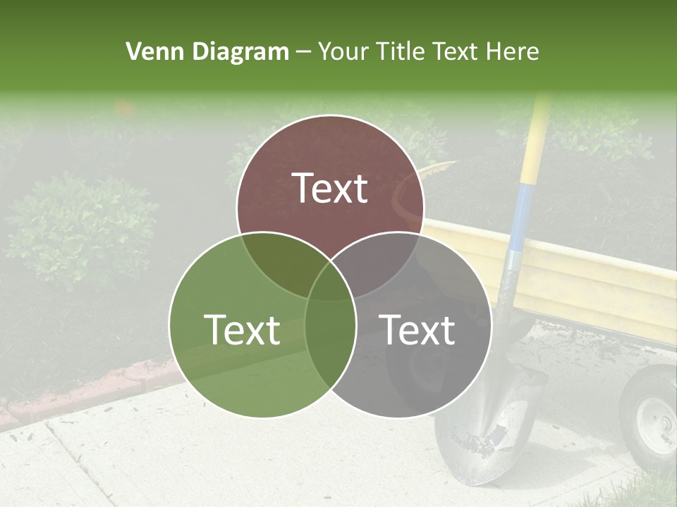 A Yellow Wheelbarrow With A Shovel On A Sidewalk PowerPoint Template