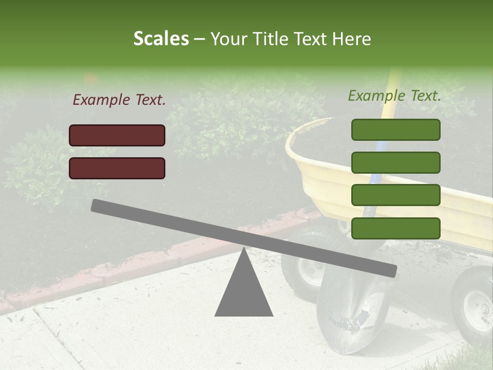 A Yellow Wheelbarrow With A Shovel On A Sidewalk PowerPoint Template