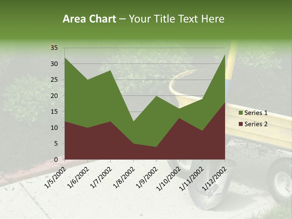 A Yellow Wheelbarrow With A Shovel On A Sidewalk PowerPoint Template