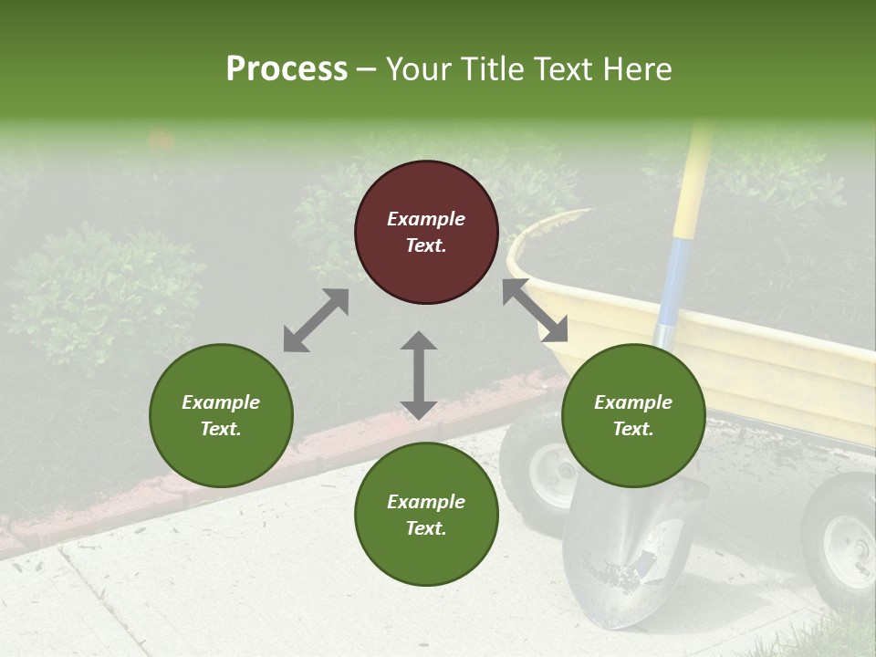 A Yellow Wheelbarrow With A Shovel On A Sidewalk PowerPoint Template