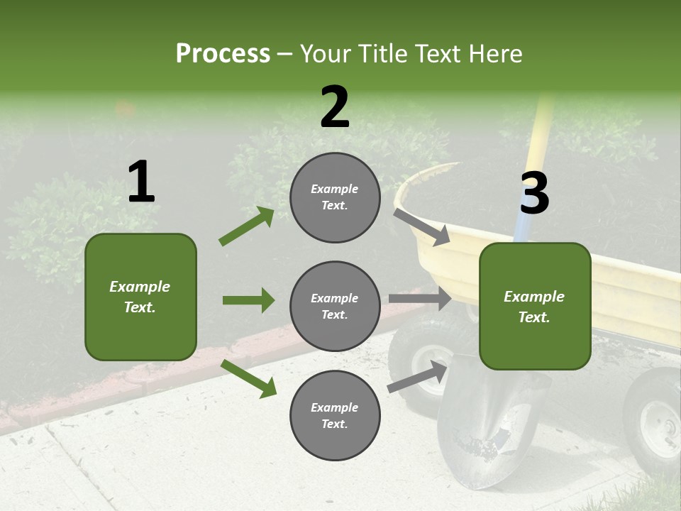 A Yellow Wheelbarrow With A Shovel On A Sidewalk PowerPoint Template
