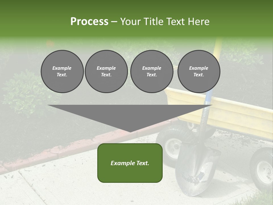 A Yellow Wheelbarrow With A Shovel On A Sidewalk PowerPoint Template