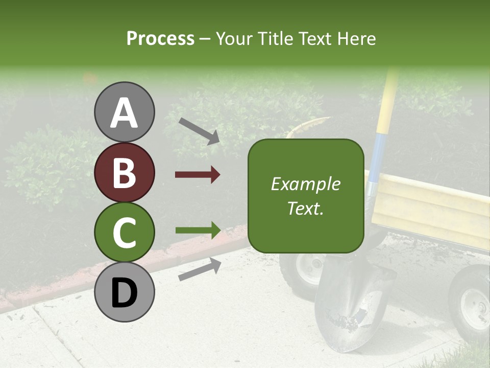 A Yellow Wheelbarrow With A Shovel On A Sidewalk PowerPoint Template