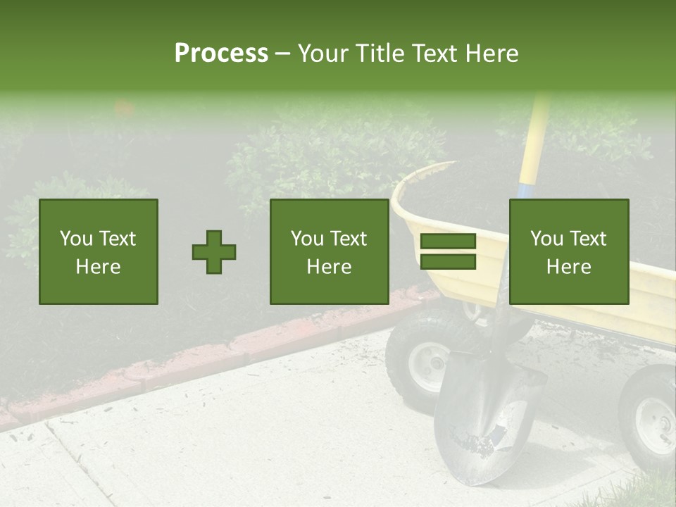 A Yellow Wheelbarrow With A Shovel On A Sidewalk PowerPoint Template