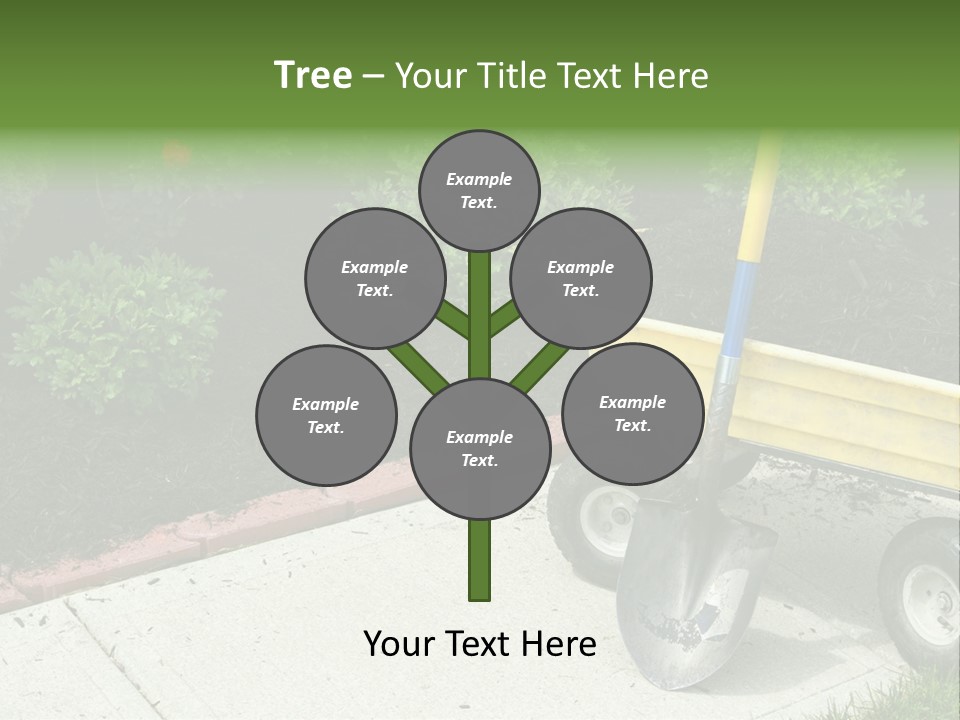 A Yellow Wheelbarrow With A Shovel On A Sidewalk PowerPoint Template
