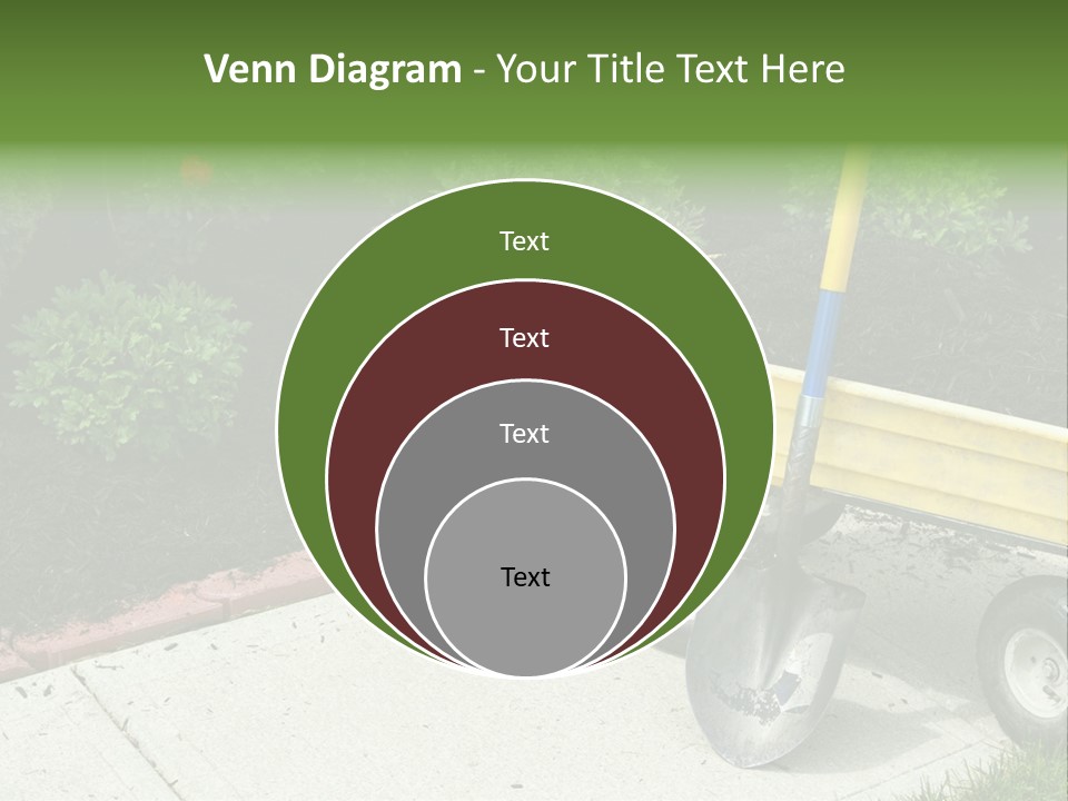 A Yellow Wheelbarrow With A Shovel On A Sidewalk PowerPoint Template