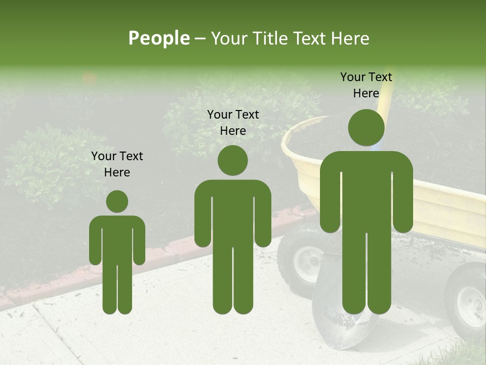 A Yellow Wheelbarrow With A Shovel On A Sidewalk PowerPoint Template