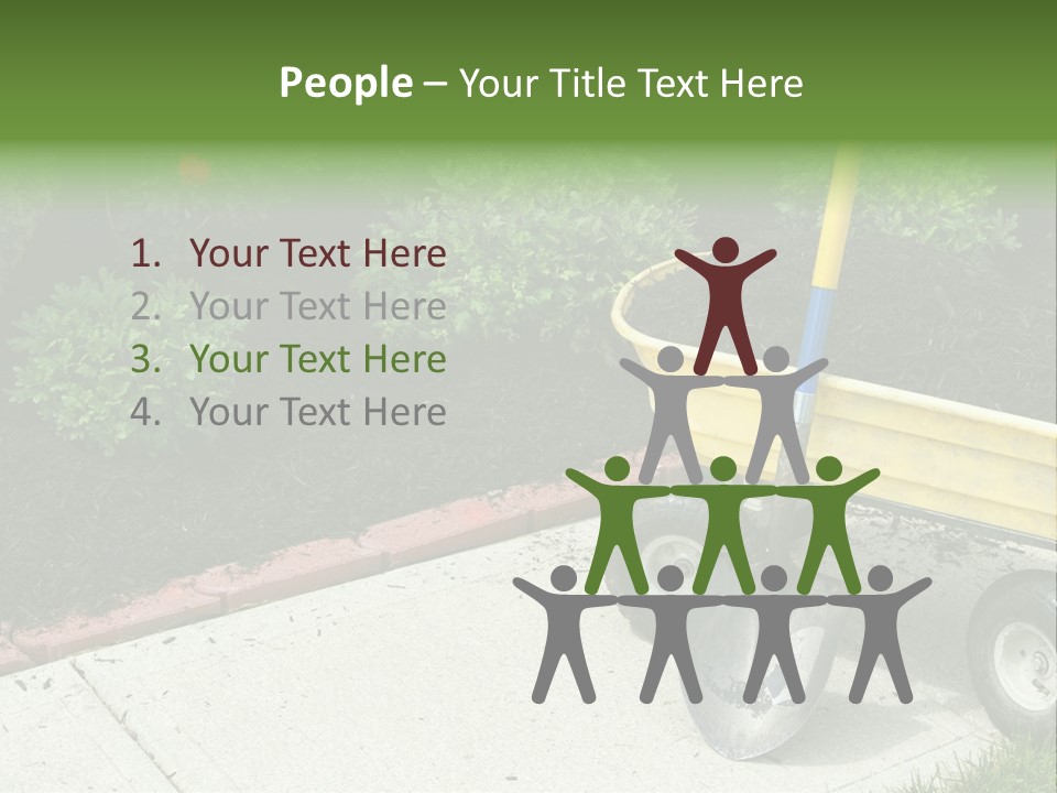 A Yellow Wheelbarrow With A Shovel On A Sidewalk PowerPoint Template