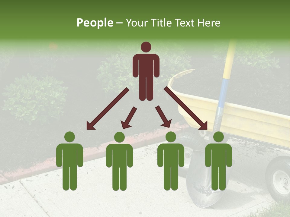 A Yellow Wheelbarrow With A Shovel On A Sidewalk PowerPoint Template