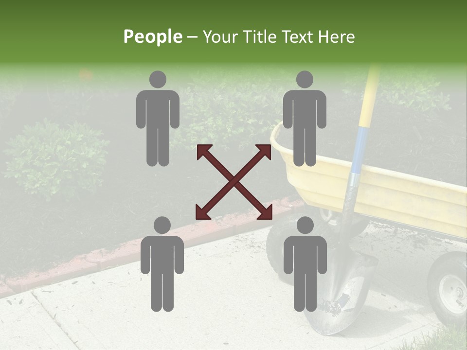 A Yellow Wheelbarrow With A Shovel On A Sidewalk PowerPoint Template