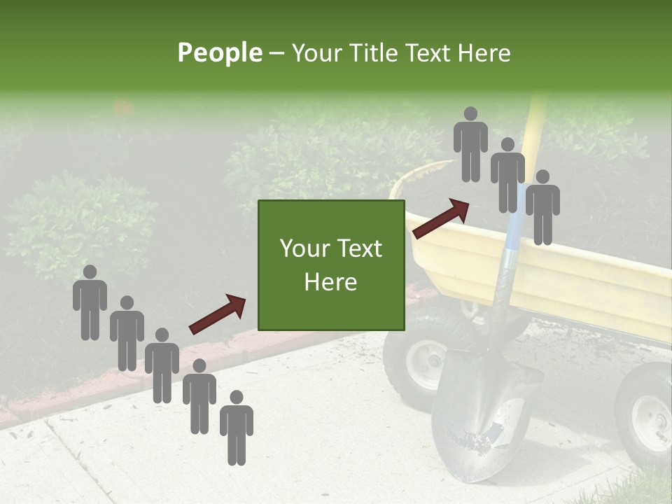 A Yellow Wheelbarrow With A Shovel On A Sidewalk PowerPoint Template