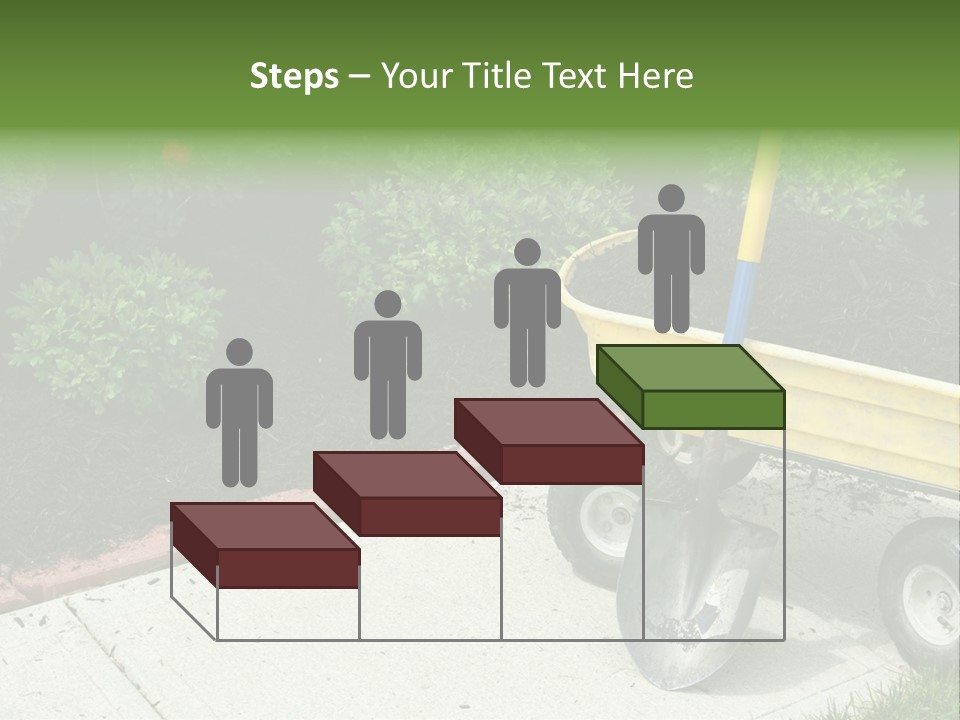 A Yellow Wheelbarrow With A Shovel On A Sidewalk PowerPoint Template