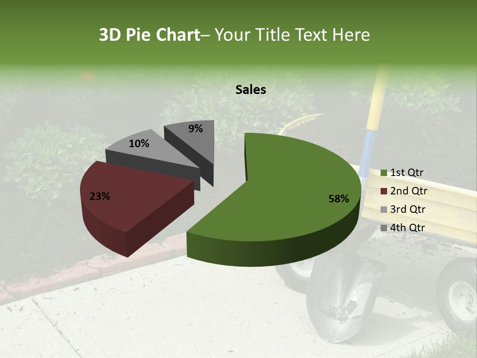 A Yellow Wheelbarrow With A Shovel On A Sidewalk PowerPoint Template