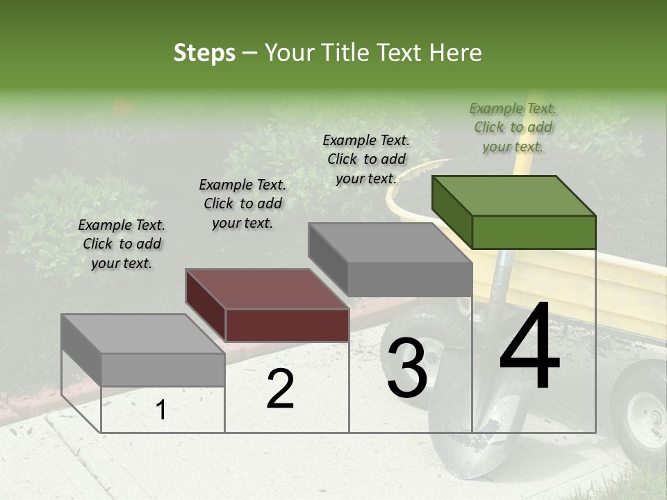 A Yellow Wheelbarrow With A Shovel On A Sidewalk PowerPoint Template