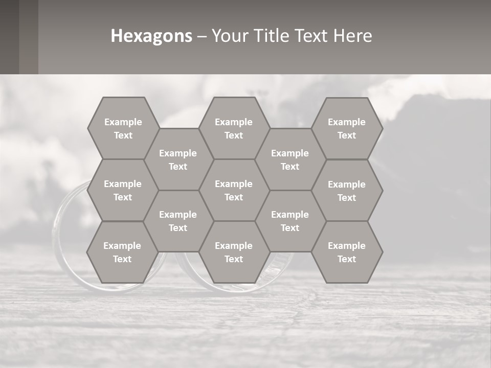 Two Wedding Rings Sitting On Top Of A Wooden Table PowerPoint Template