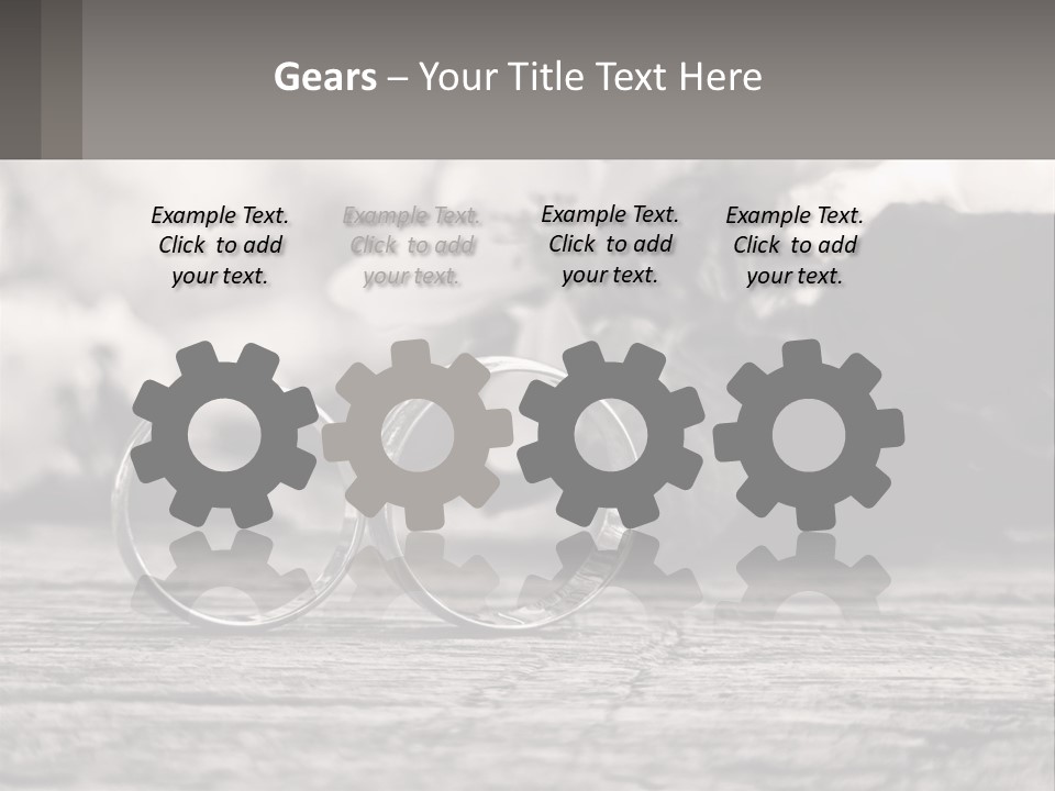 Two Wedding Rings Sitting On Top Of A Wooden Table PowerPoint Template