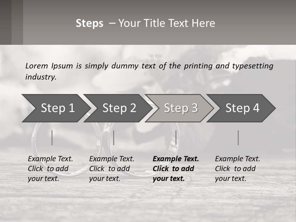 Two Wedding Rings Sitting On Top Of A Wooden Table PowerPoint Template