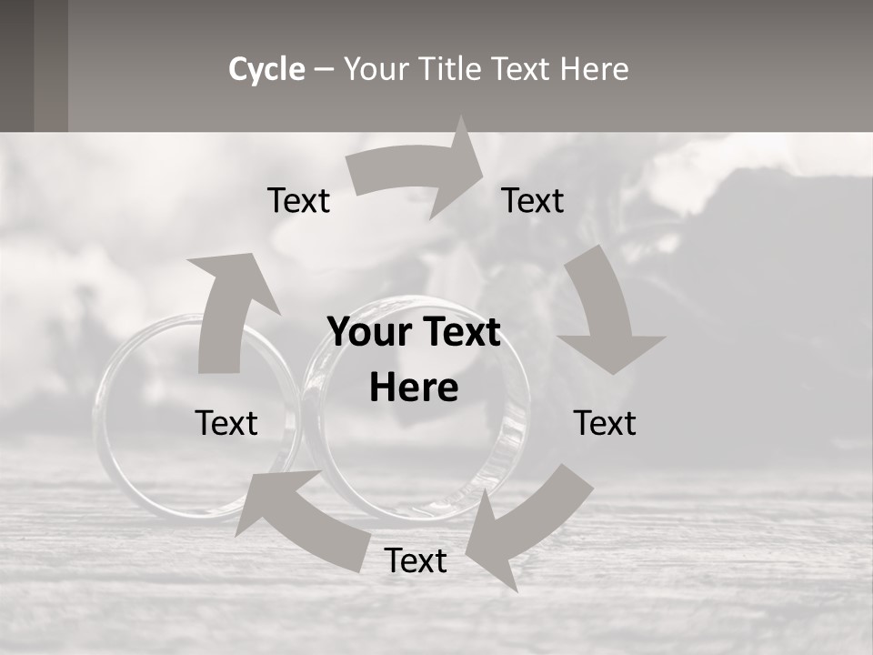 Two Wedding Rings Sitting On Top Of A Wooden Table PowerPoint Template