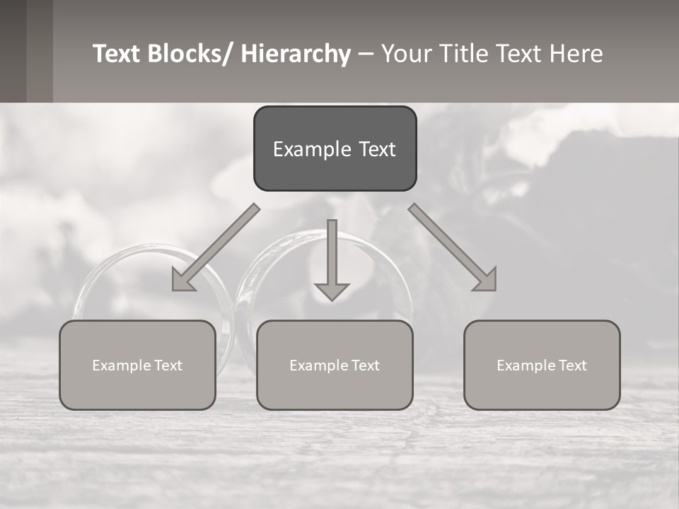 Two Wedding Rings Sitting On Top Of A Wooden Table PowerPoint Template