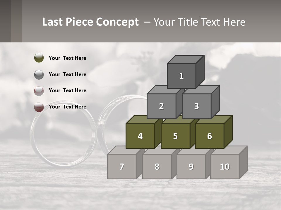 Two Wedding Rings Sitting On Top Of A Wooden Table PowerPoint Template