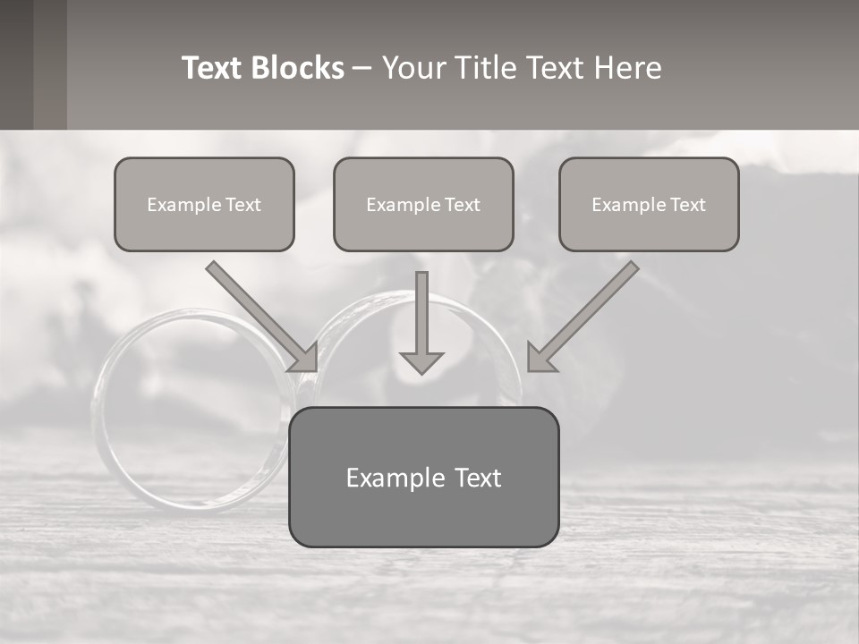 Two Wedding Rings Sitting On Top Of A Wooden Table PowerPoint Template