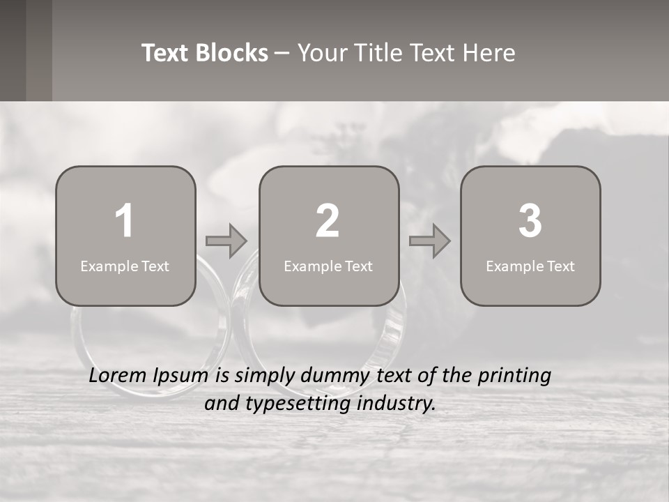 Two Wedding Rings Sitting On Top Of A Wooden Table PowerPoint Template