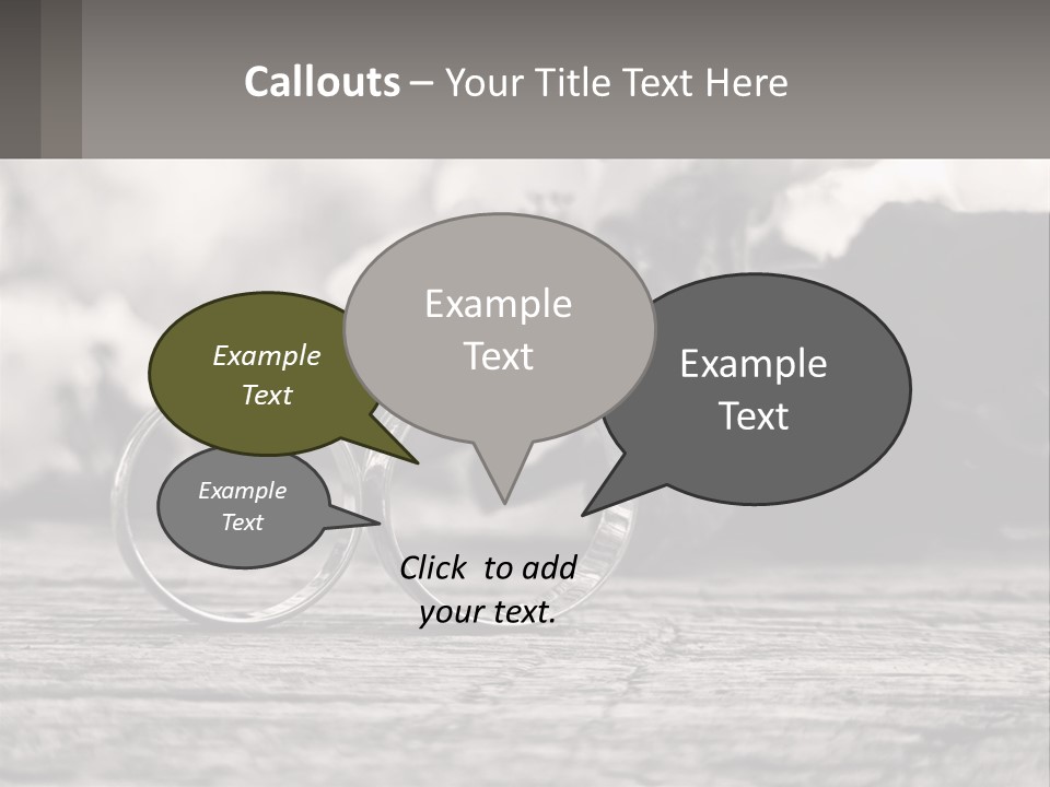 Two Wedding Rings Sitting On Top Of A Wooden Table PowerPoint Template