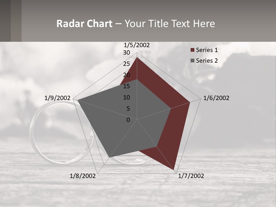 Two Wedding Rings Sitting On Top Of A Wooden Table PowerPoint Template