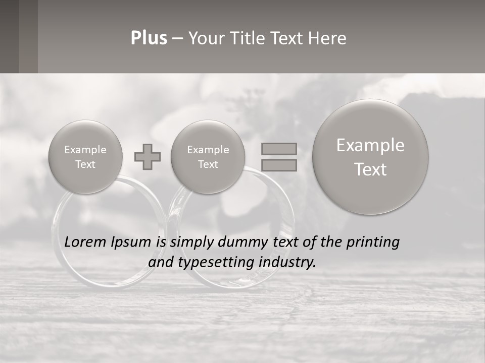 Two Wedding Rings Sitting On Top Of A Wooden Table PowerPoint Template