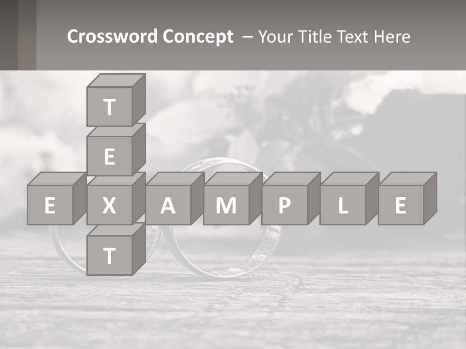 Two Wedding Rings Sitting On Top Of A Wooden Table PowerPoint Template