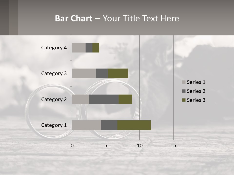 Two Wedding Rings Sitting On Top Of A Wooden Table PowerPoint Template