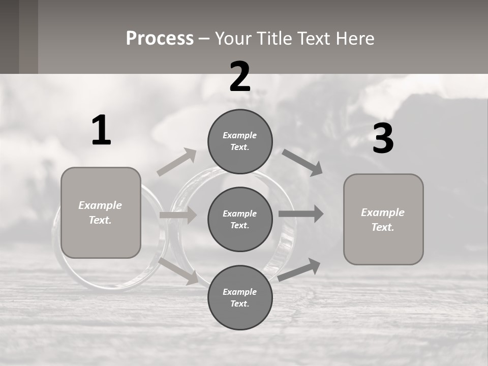 Two Wedding Rings Sitting On Top Of A Wooden Table PowerPoint Template