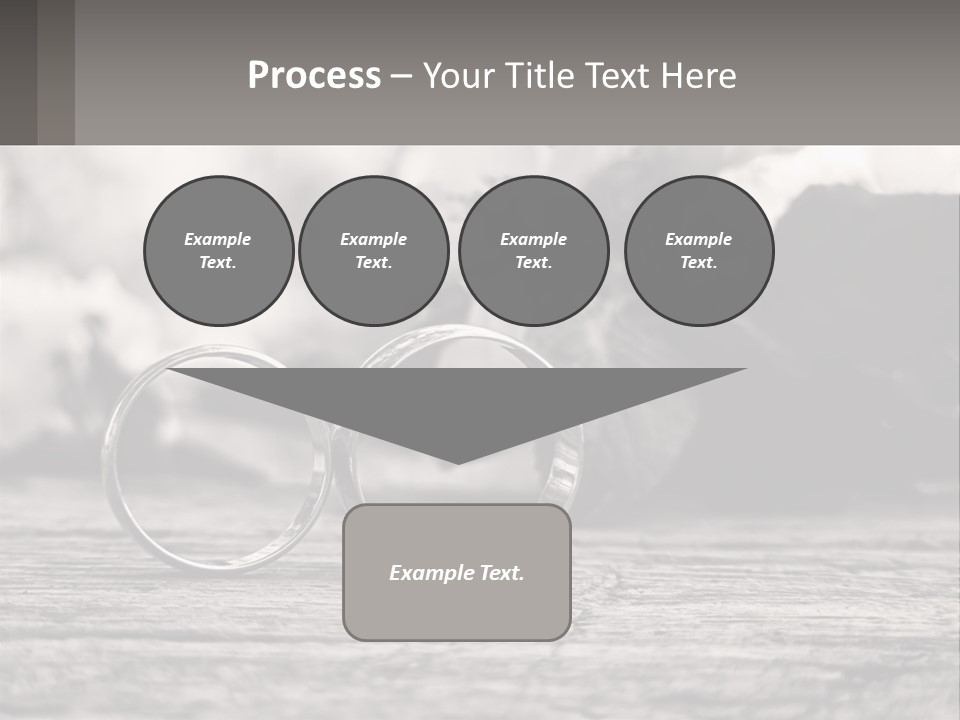 Two Wedding Rings Sitting On Top Of A Wooden Table PowerPoint Template