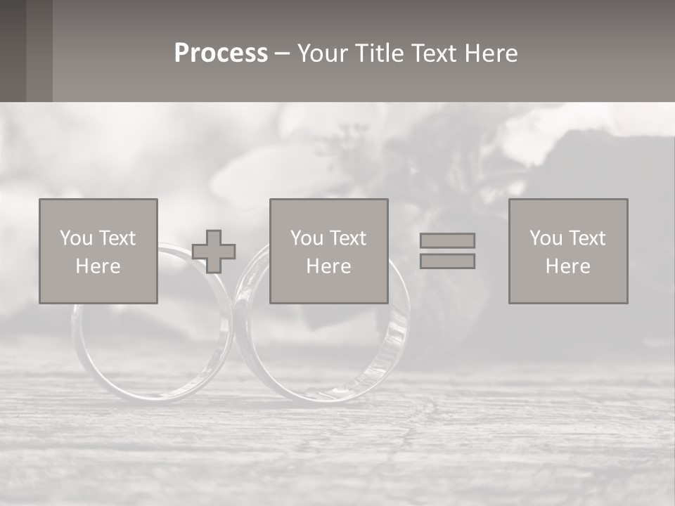 Two Wedding Rings Sitting On Top Of A Wooden Table PowerPoint Template