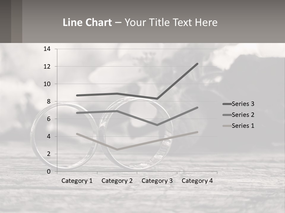 Two Wedding Rings Sitting On Top Of A Wooden Table PowerPoint Template