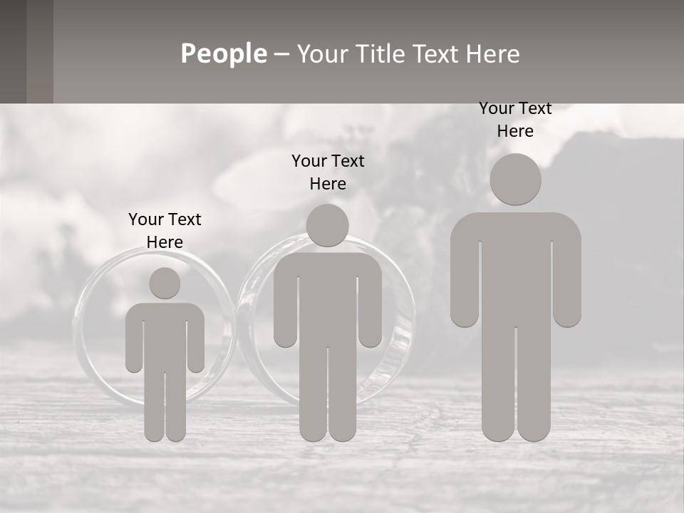 Two Wedding Rings Sitting On Top Of A Wooden Table PowerPoint Template