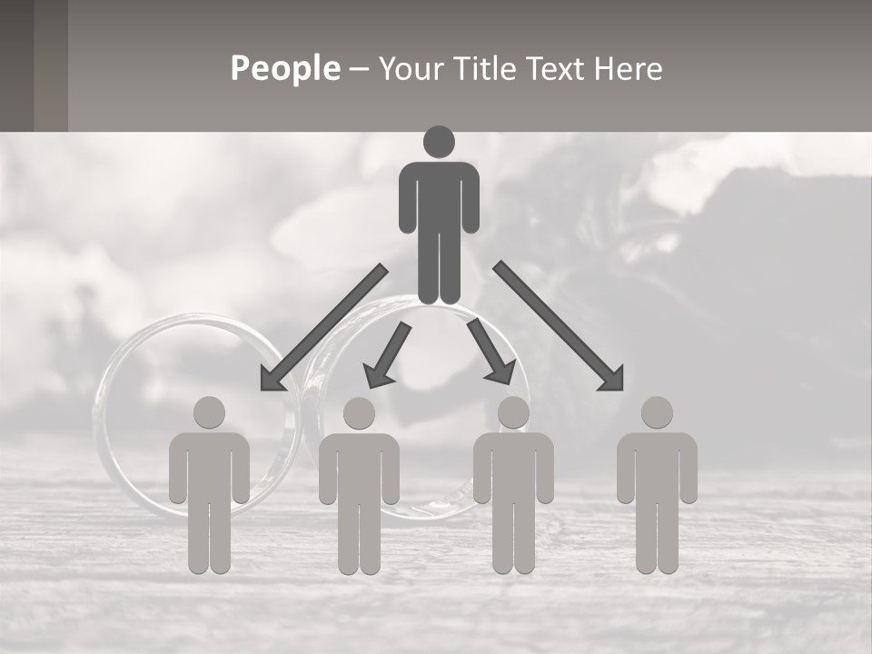 Two Wedding Rings Sitting On Top Of A Wooden Table PowerPoint Template