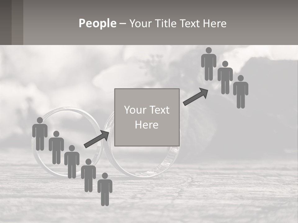 Two Wedding Rings Sitting On Top Of A Wooden Table PowerPoint Template