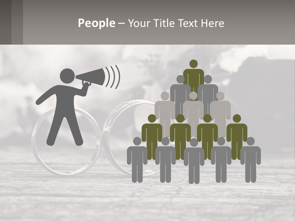 Two Wedding Rings Sitting On Top Of A Wooden Table PowerPoint Template