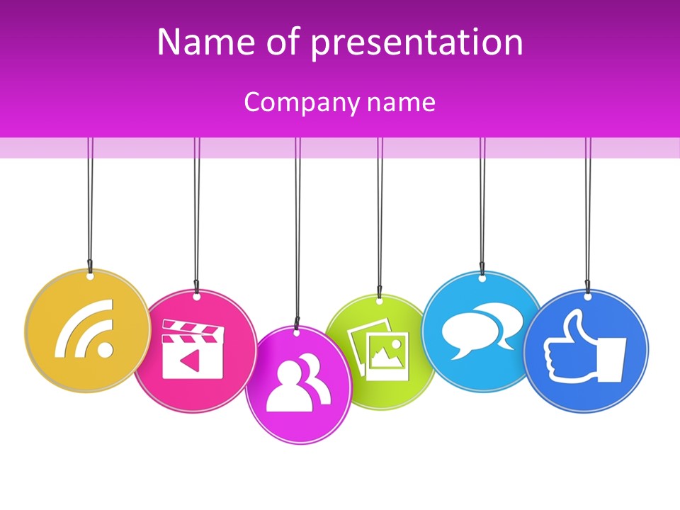A Group Of Colorful Tags Hanging From Strings PowerPoint Template