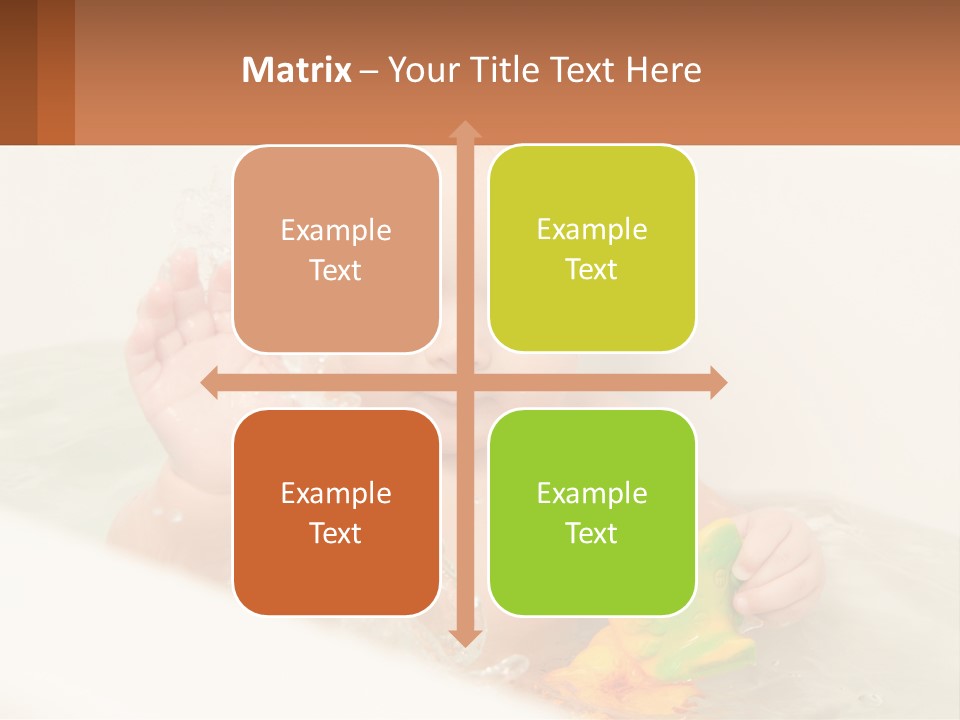 A Baby In A Bathtub Playing With A Yellow Leaf PowerPoint Template
